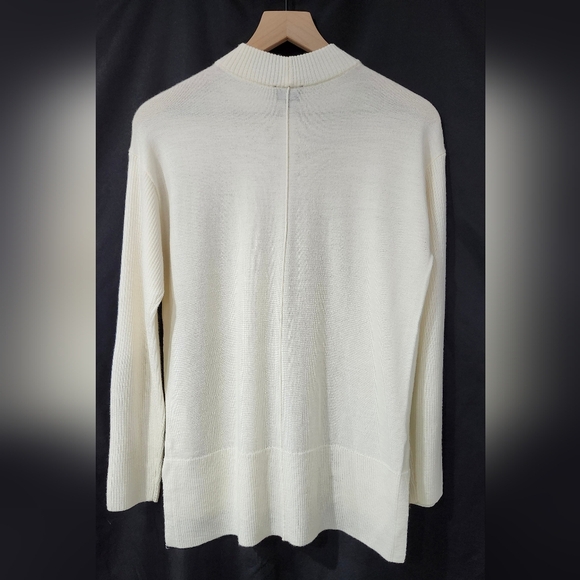 Talbots Mock Neck Sweater Size Small Ivory Pure Merino Wool Scandi Chic Neutral - Picture 8 of 8